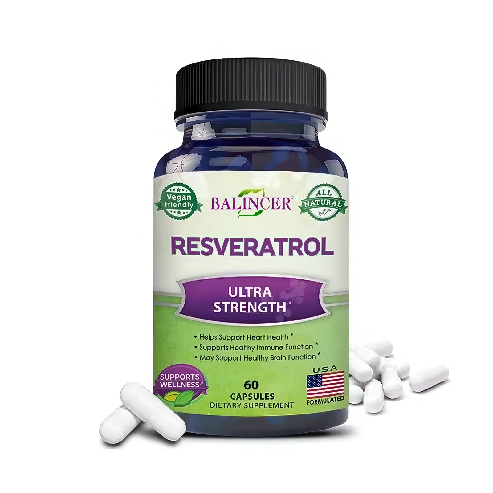 Resveratrol 1000 Mg Maximo Poder Antioxidante 60 Capsulas
